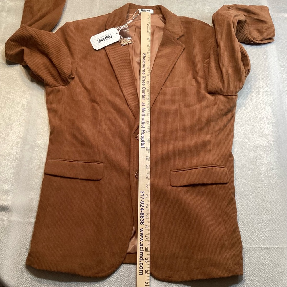 Coofandy Men's Tan Corduroy Blazer NWT - Picture 5 of 12